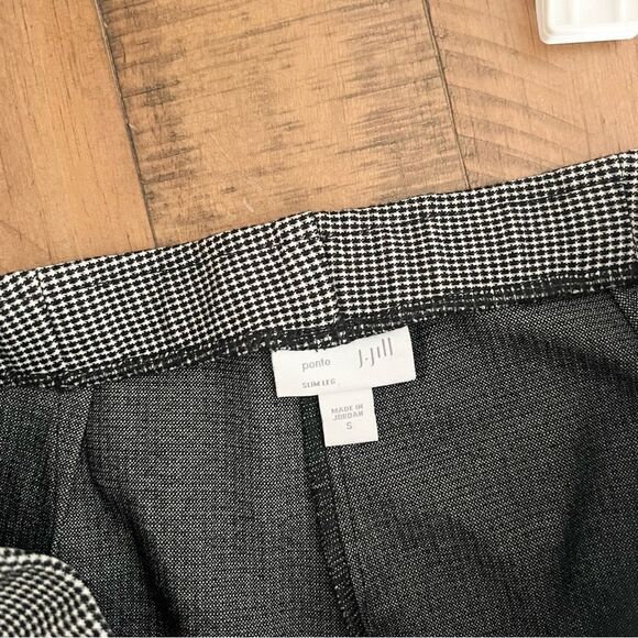 J. Jill Pull-On Pants Black White Slim Leg Ankle Stretch Ponte Knit Women's Sz S - Picture 5 of 7